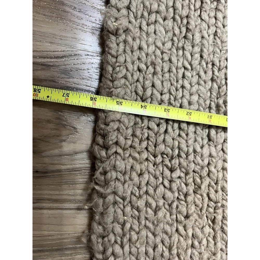 West Elm Chunky Knit Throw Blanket Wool Blend 50x60 Tan Brown Acrylic Wool Cozy